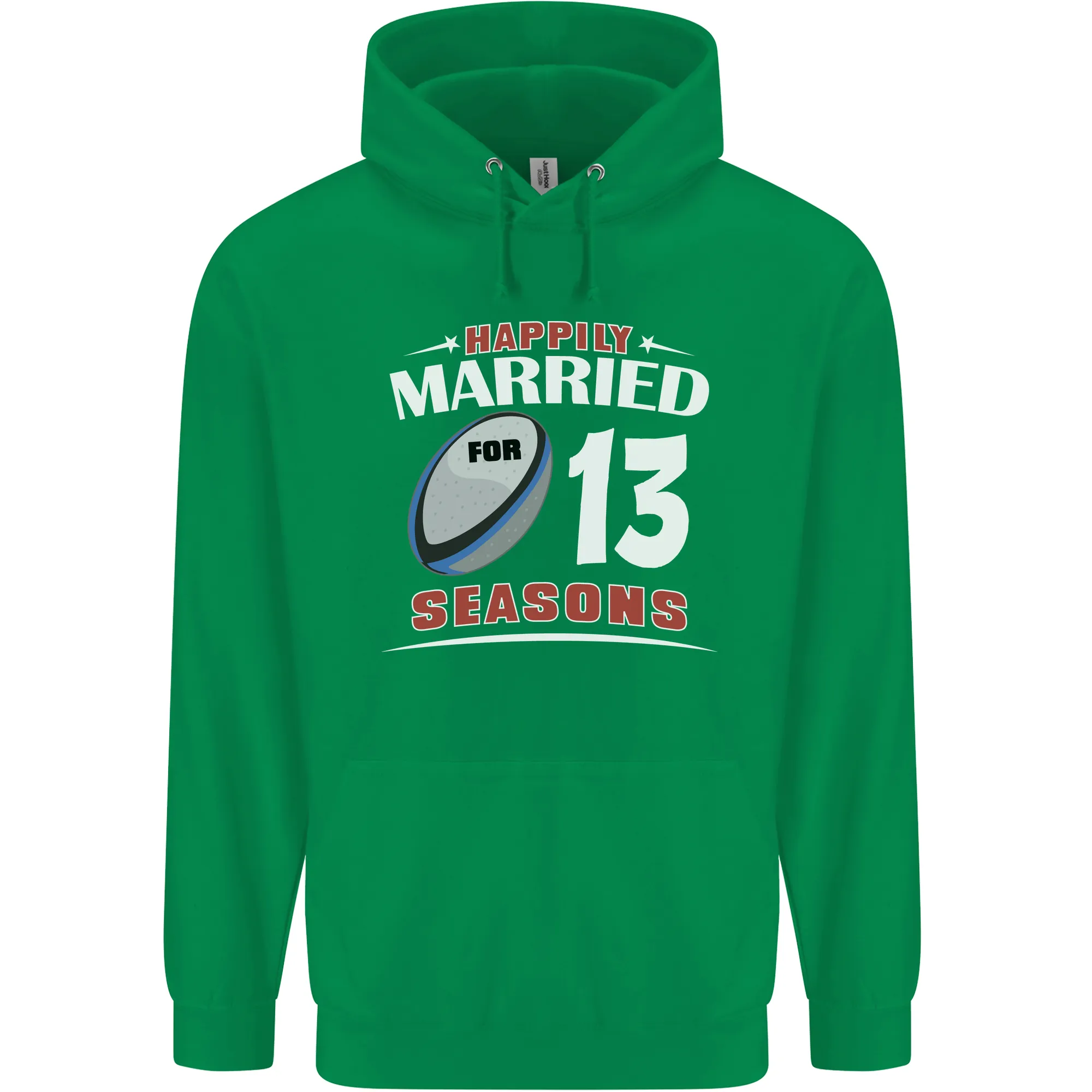 13 Year Wedding Anniversary 13th Rugby Mens 80% Cotton Hoodie