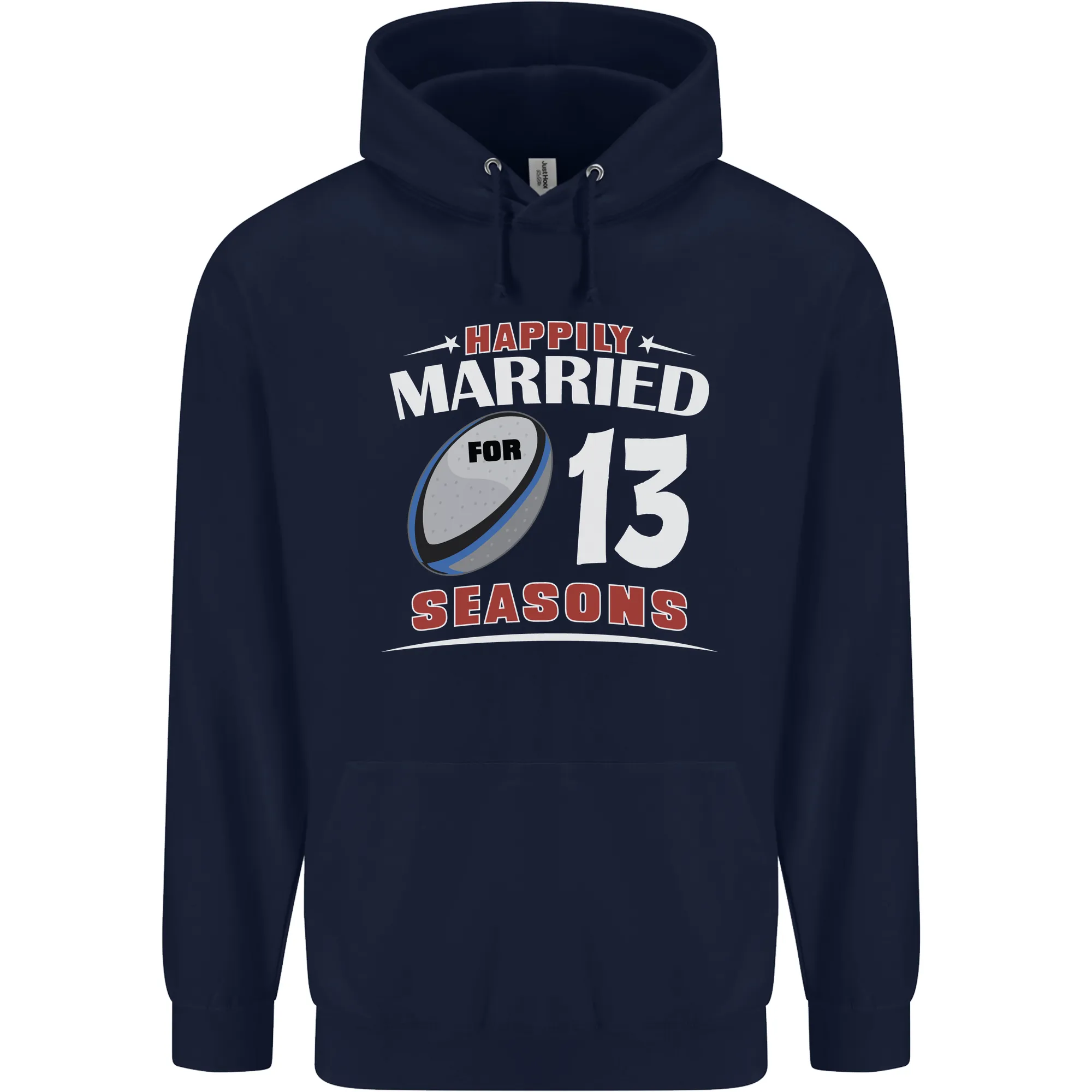 13 Year Wedding Anniversary 13th Rugby Mens 80% Cotton Hoodie