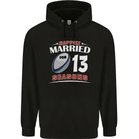 13 Year Wedding Anniversary 13th Rugby Mens 80% Cotton Hoodie