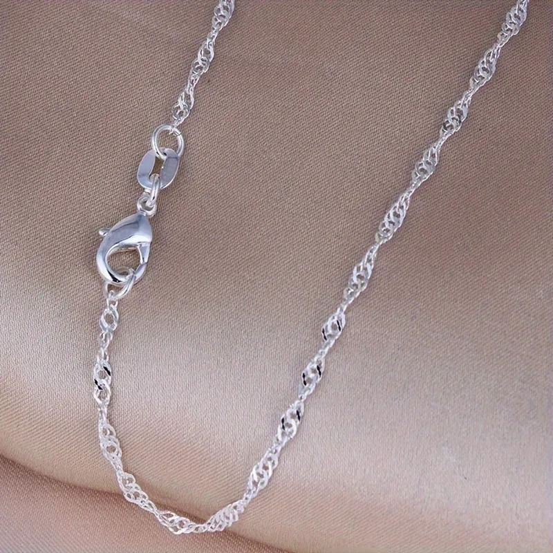 16-30 Adjustable Sterling Silver Wave Chain Necklace - Exquisite and Sophisticated, Versatile DIY Accessory, Glamorous Party Style - Perfect for Wedding and Engagement Celebrations