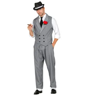 1920's Gangster Grey Pinstripe Suit Men's