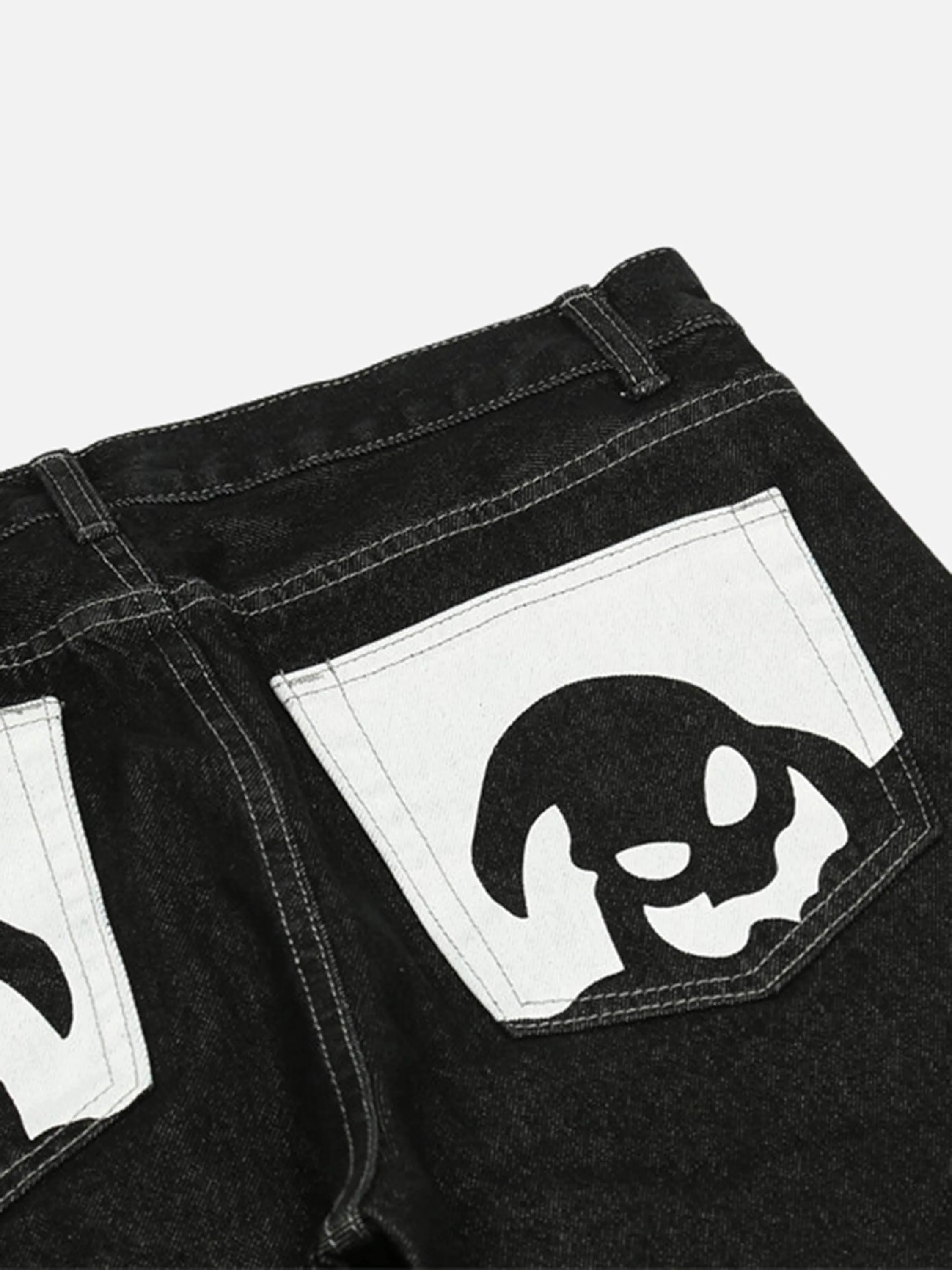 1984 Cartoon Pocket Print Washed Jeans