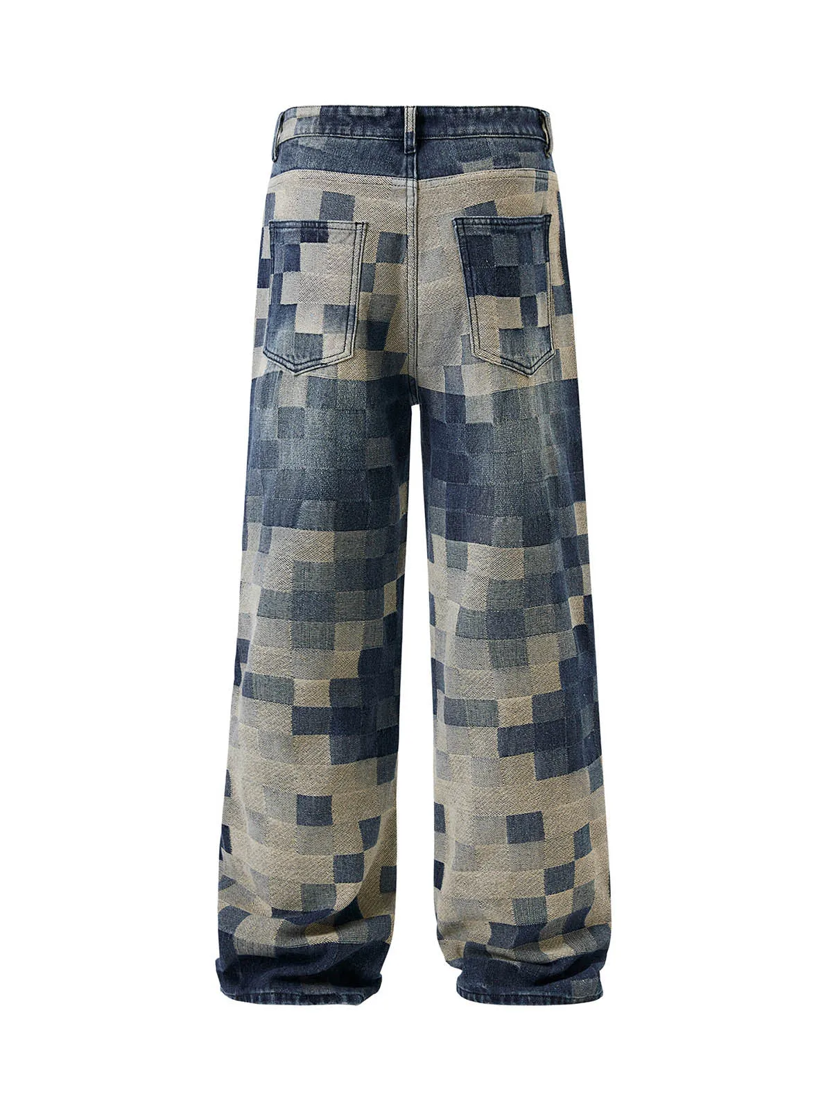 1984 Checkerboard Jacquard Wide Leg Jeans - 2193