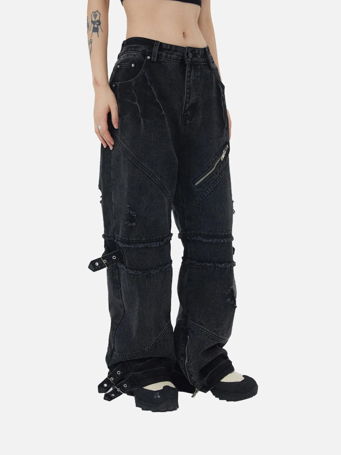 1984 Hip-hop Retro Wash Old Punk Denim Pants Loose Straight Pants Couple Models-1456