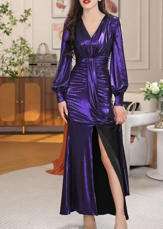 2024 New Sexy V-neck Slim Fit Wrap Hip Dress Long Sleeves EE1027