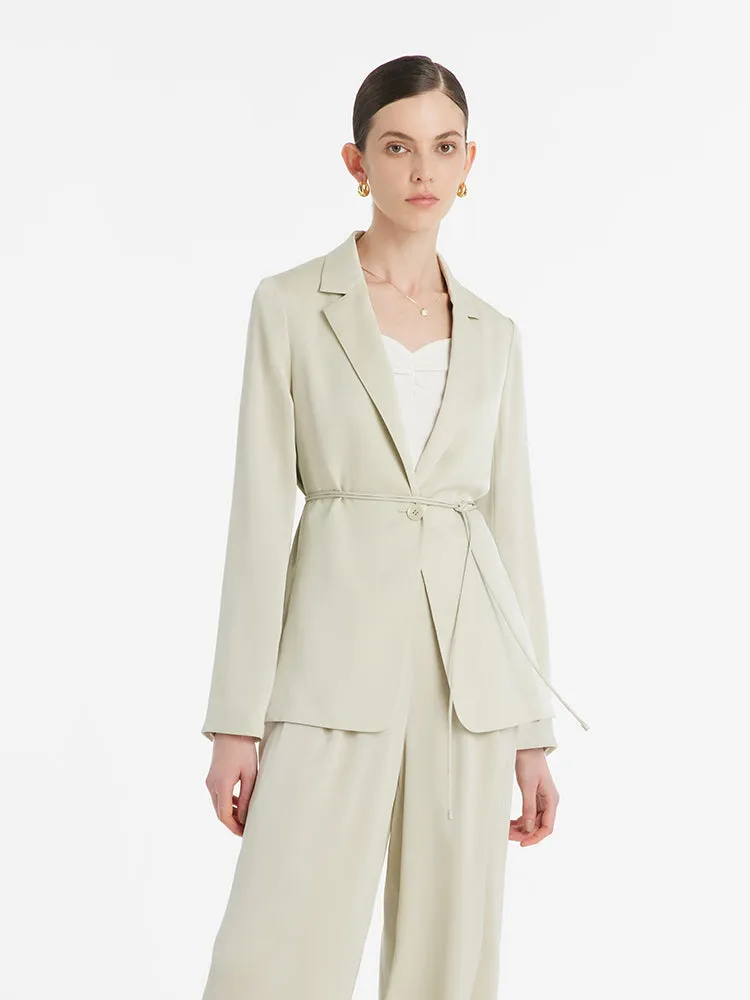 22 Momme Mulberry Silk One-Button Women Blazer With Belt