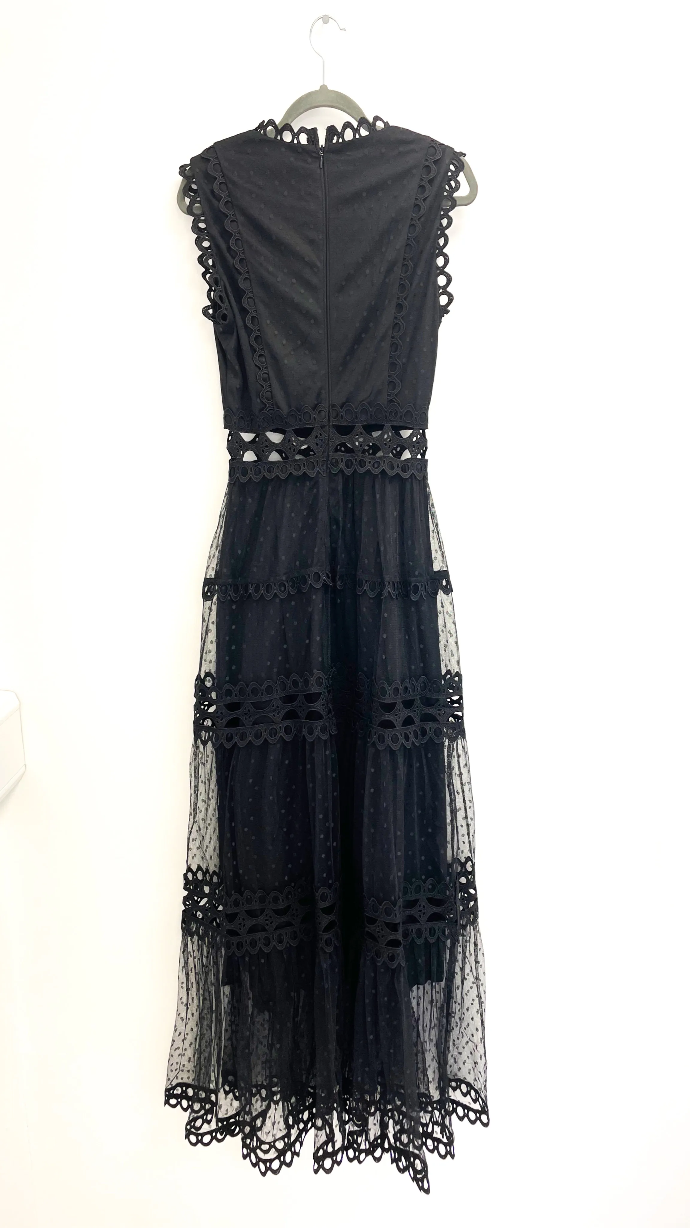 4-A1357 Black Maxi Flounce Dress