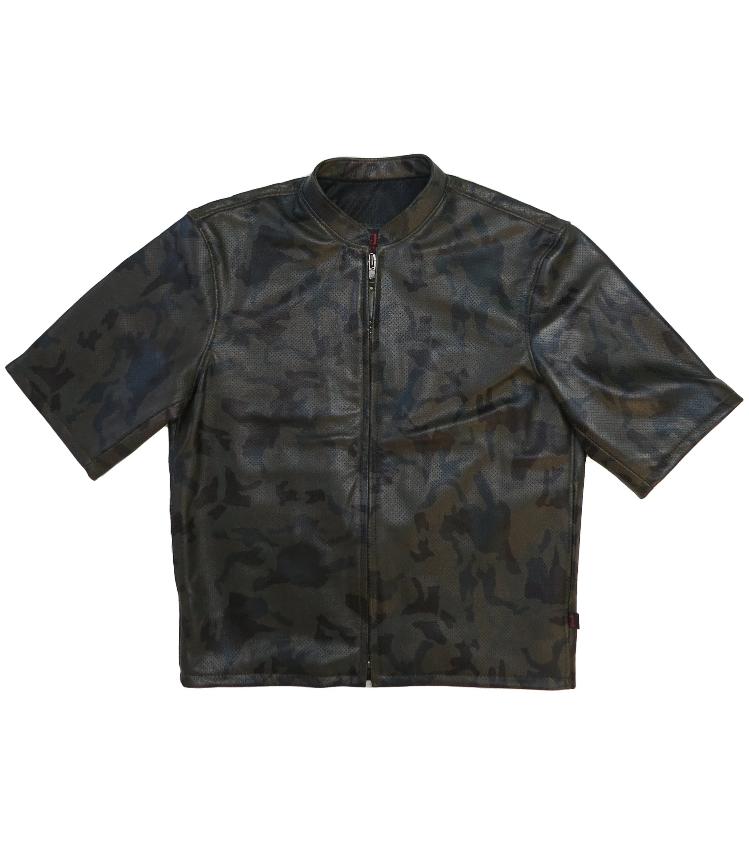 415 Leather 3/4 Sleeve Camouflage Perforated Jacket