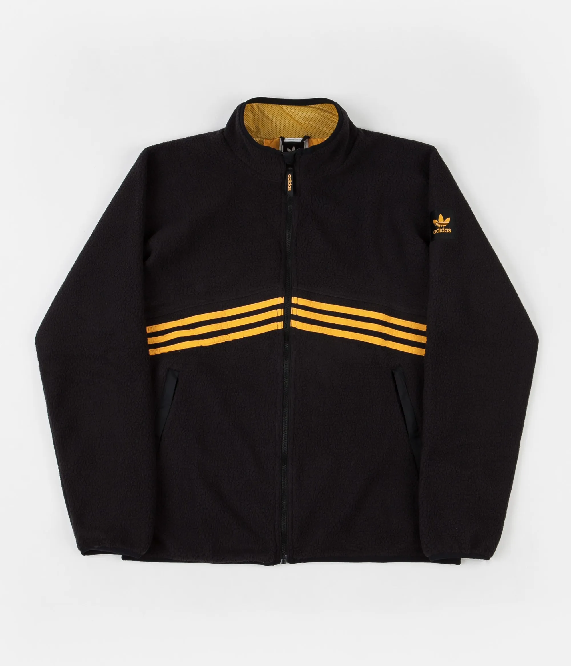 Adidas Sherpa Full Zip Jacket - Black / Active Gold