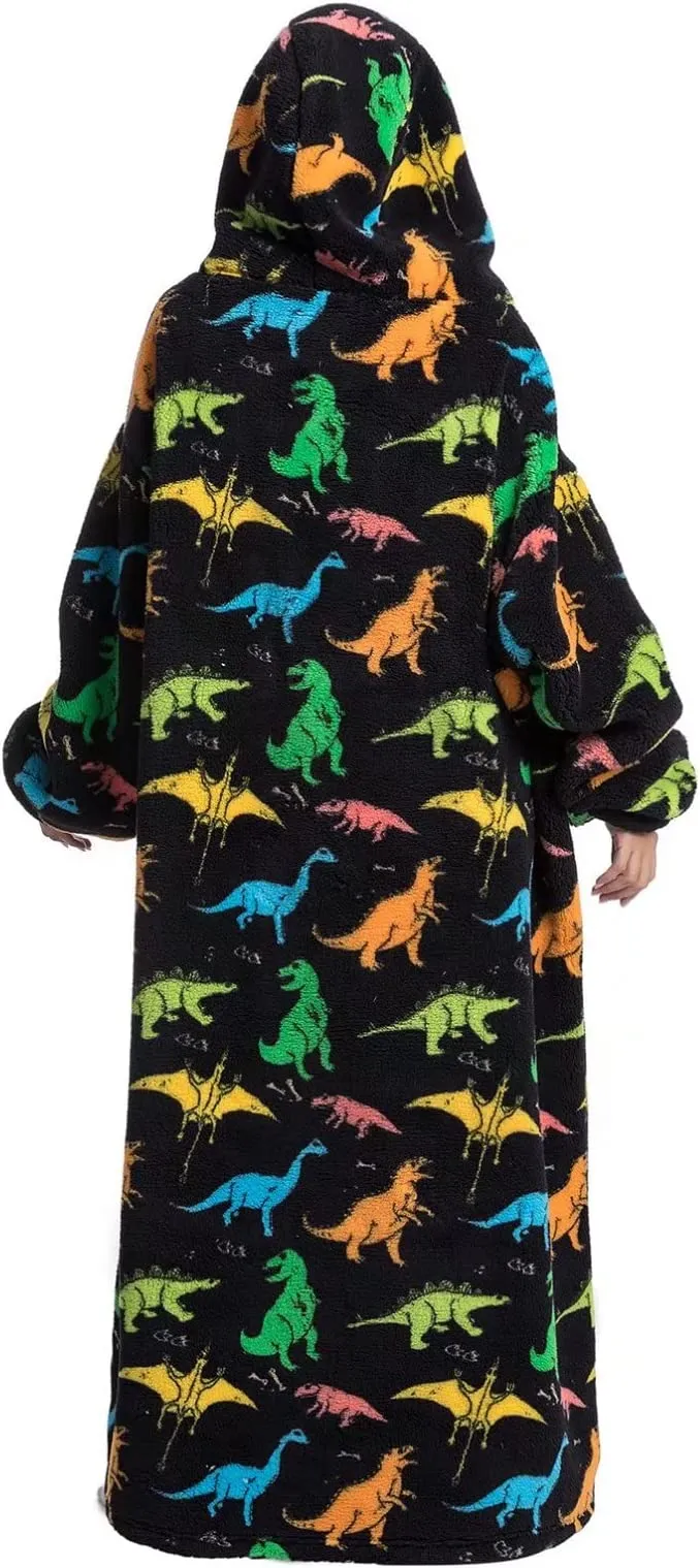 Adult Oversized Wearable Blanket Hoodie-Disosaur