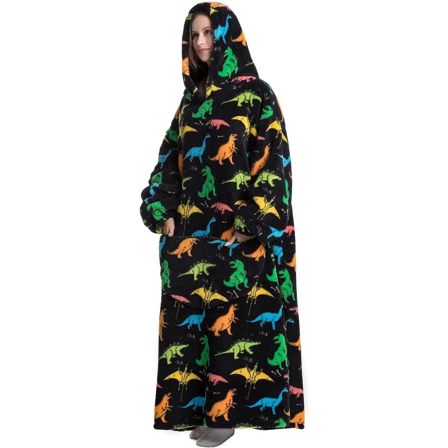 Adult Oversized Wearable Blanket Hoodie-Disosaur