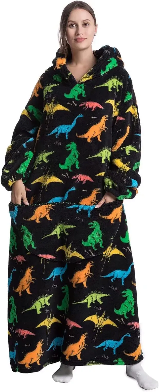 Adult Oversized Wearable Blanket Hoodie-Disosaur