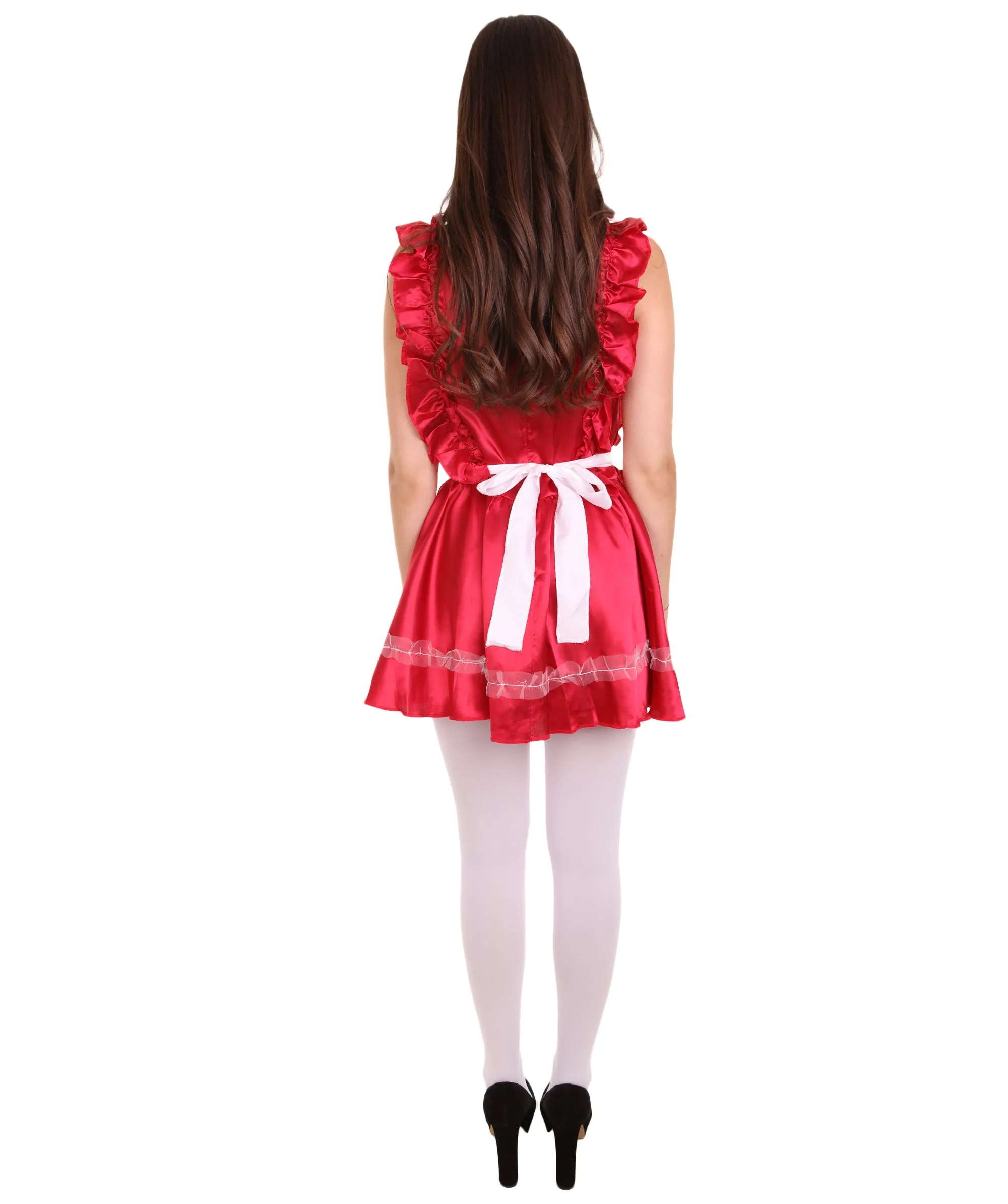 Adult Women's Naught French Maid Uniform Costume | Dark Red Cosplay Costume