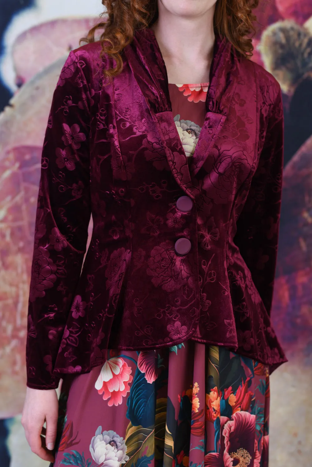 Ady Mel Velvet Jacket - Burgundy