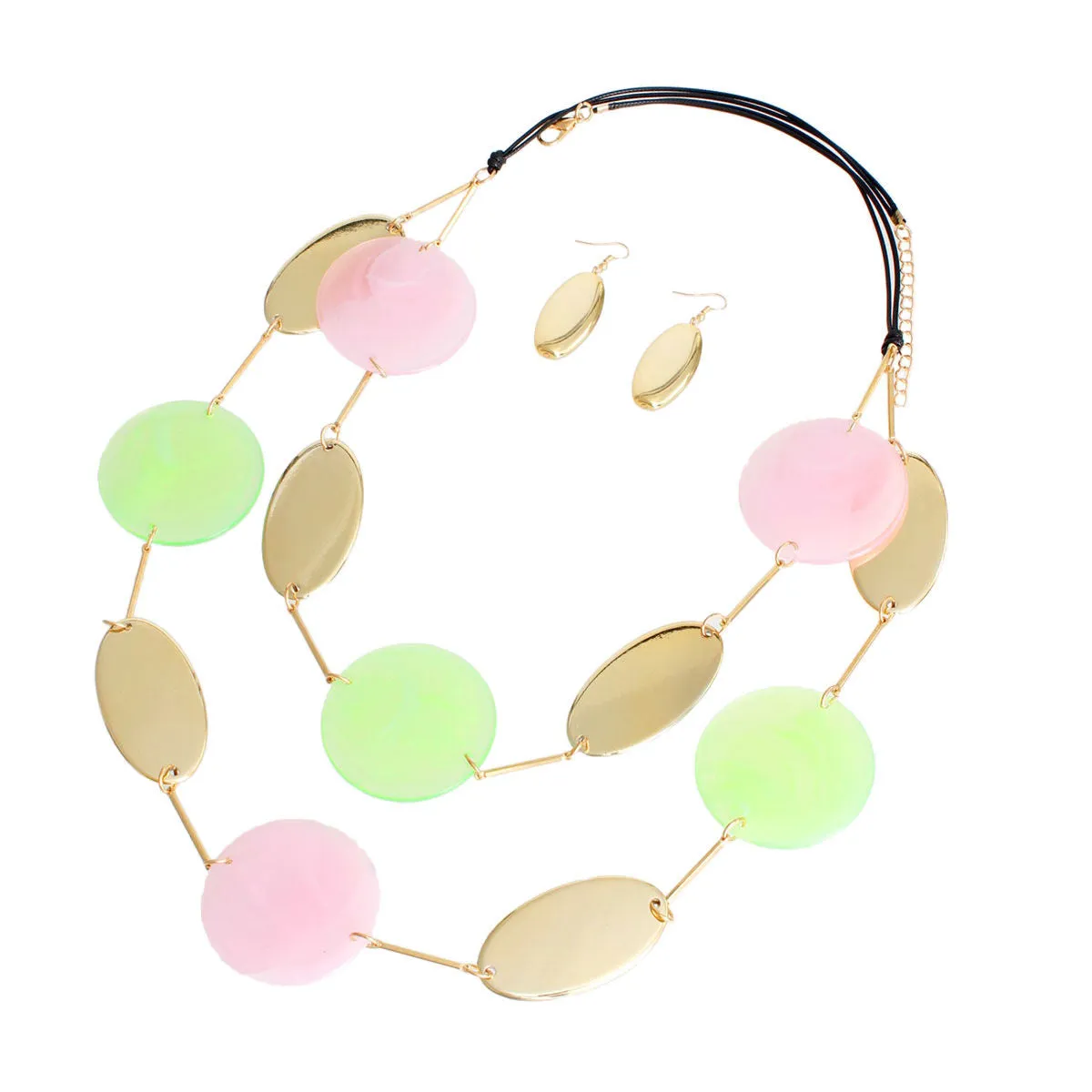 AKA Pink and Green Gold Disc Alpha Kappa App Alpha Inspired Necklace