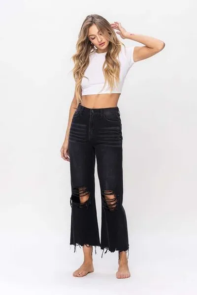 Alayna Vintage Distressed Crop Flare Jeans