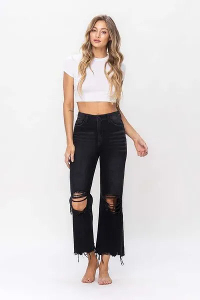 Alayna Vintage Distressed Crop Flare Jeans