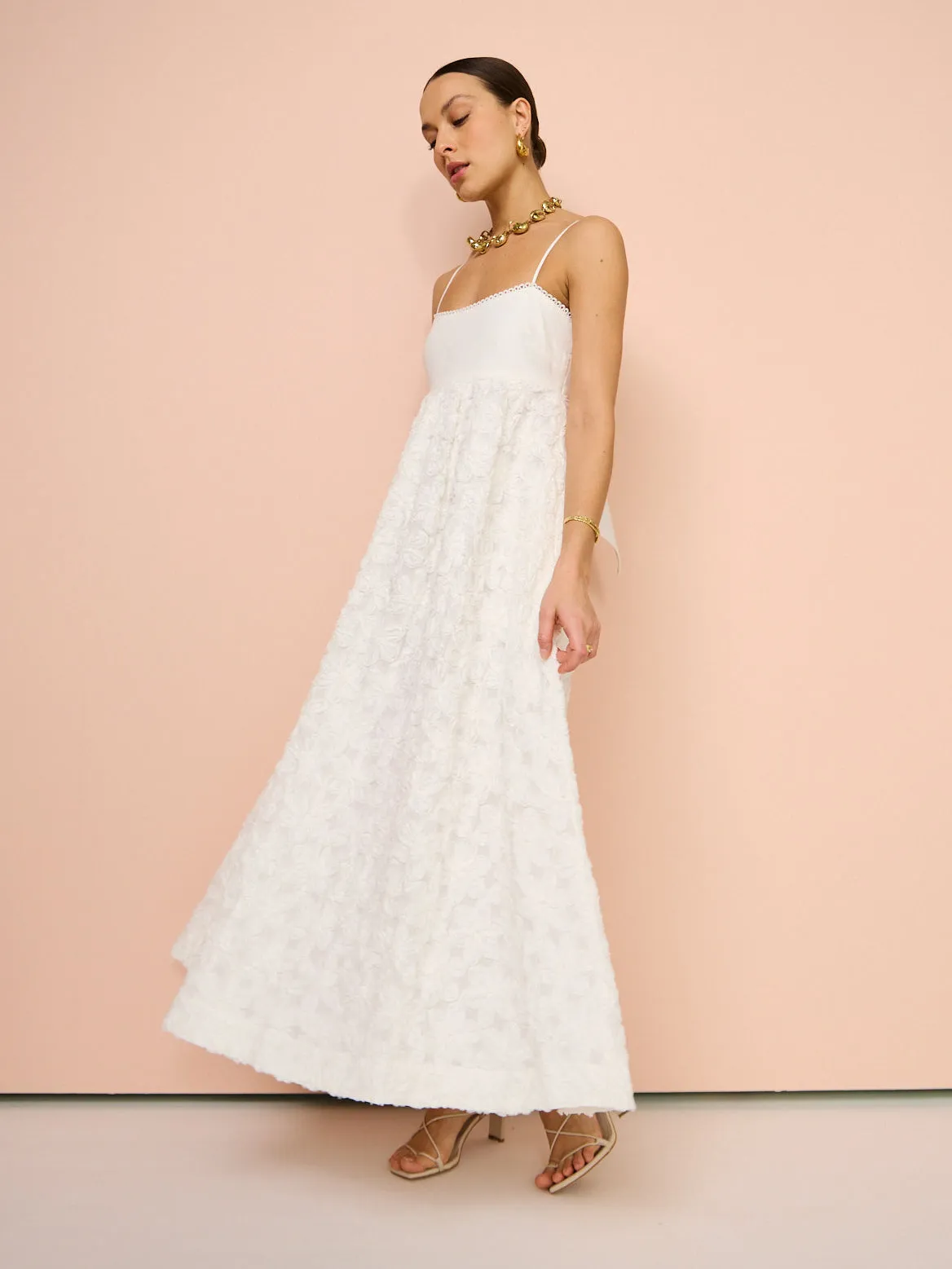 Alemais Iggy Embroidered Midi Dress in Cream