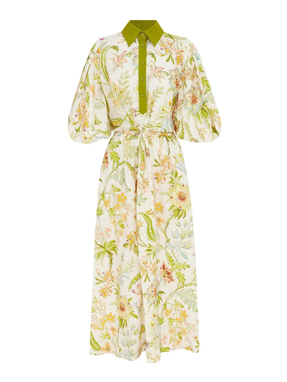 Alemais Ira Twist Front Shirtdress in Lemon/Cream