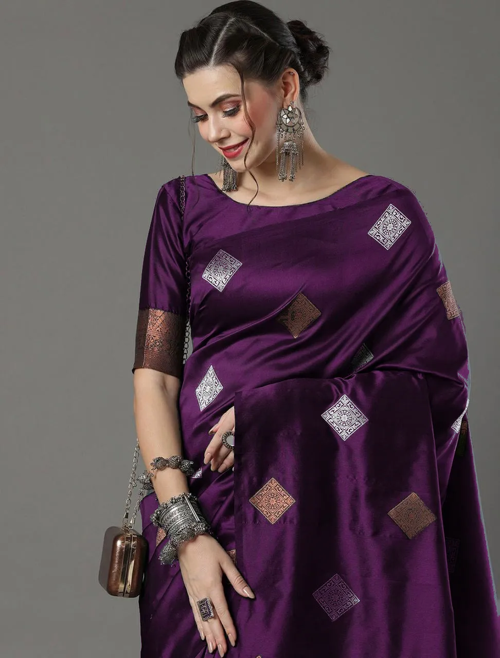 Angelic Wine Soft Silk Saree With Glorious Blouse Piece