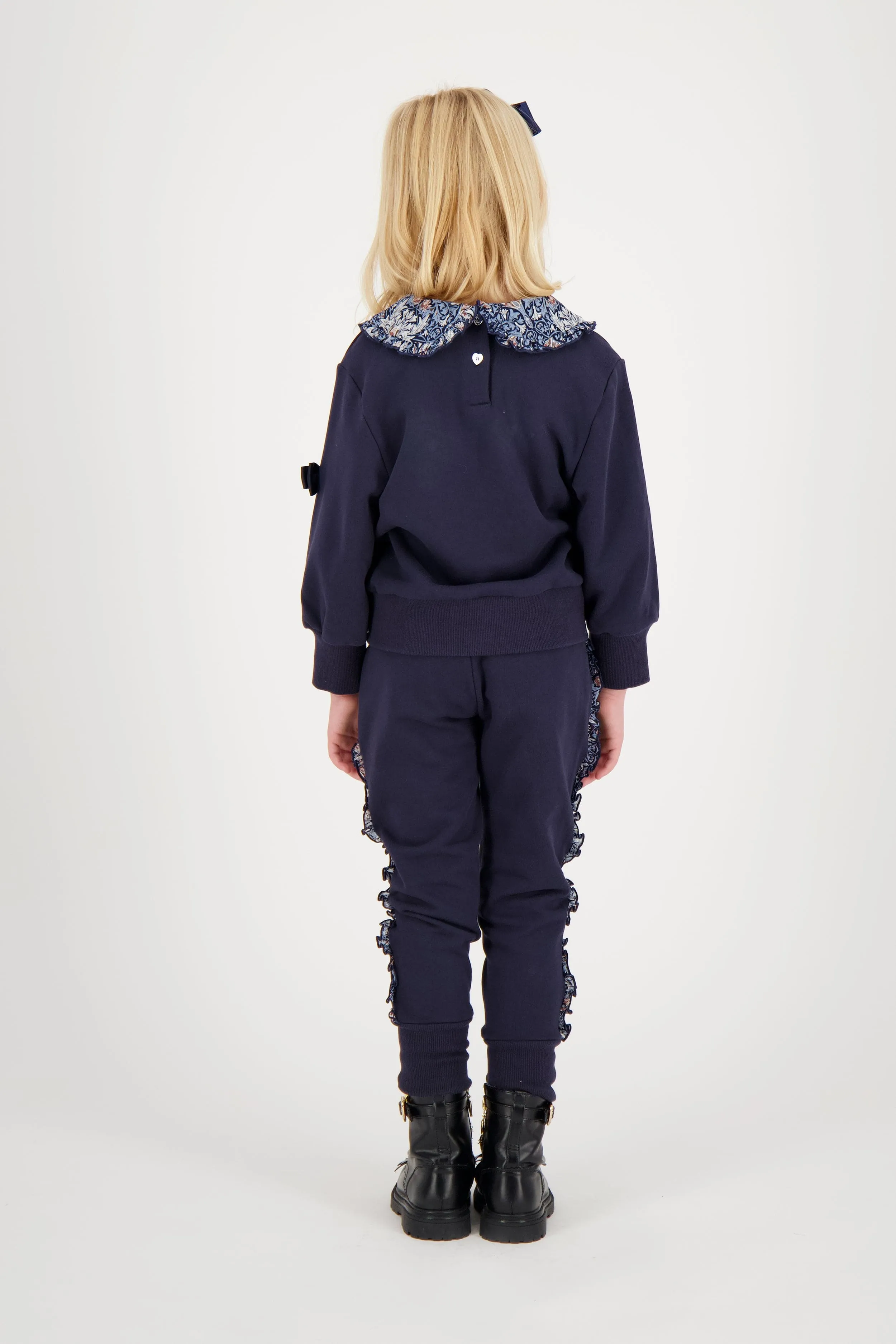 Angels Face Girls Tabby Printed Frill Tracksuit in Navy