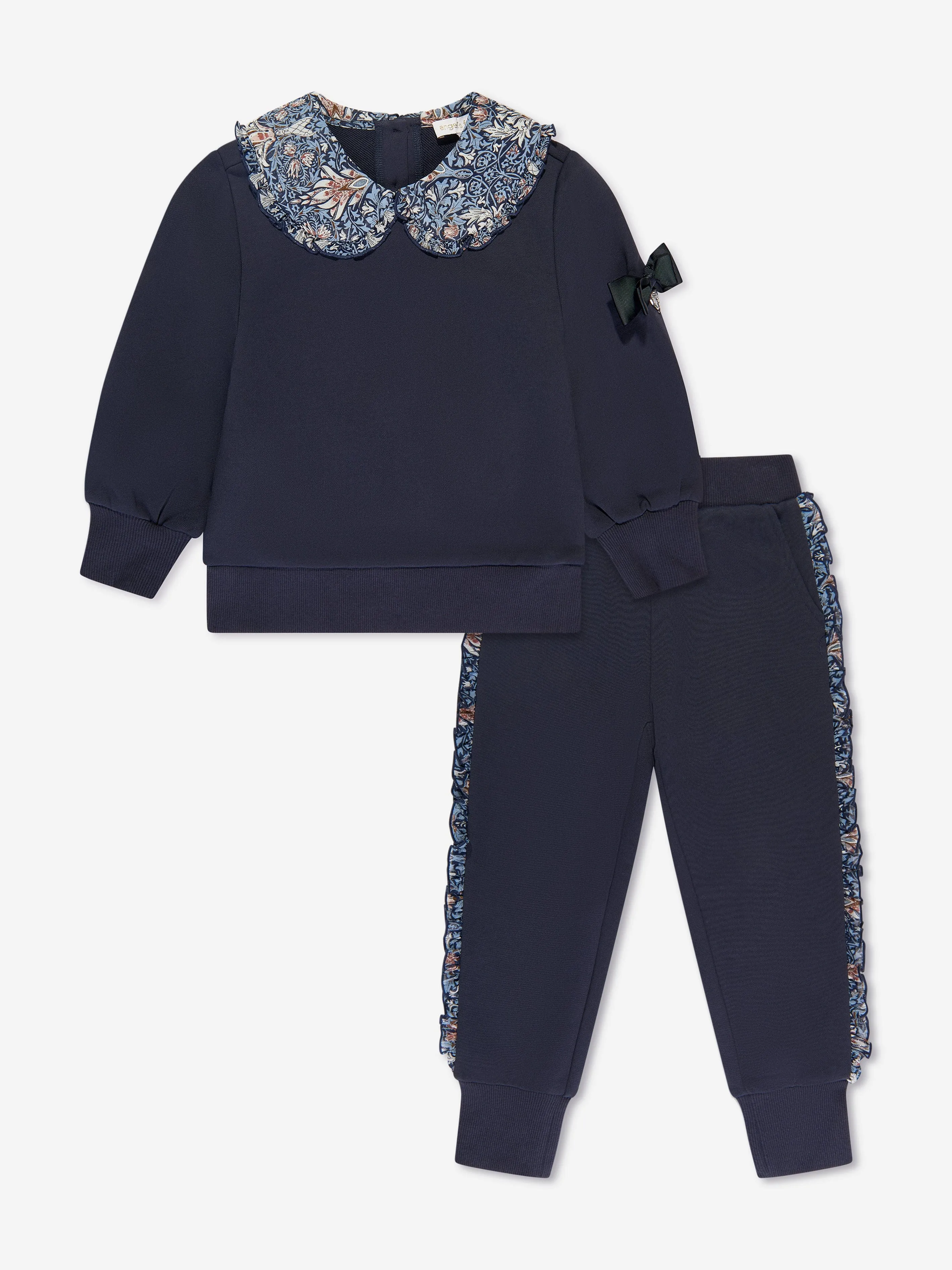 Angels Face Girls Tabby Printed Frill Tracksuit in Navy