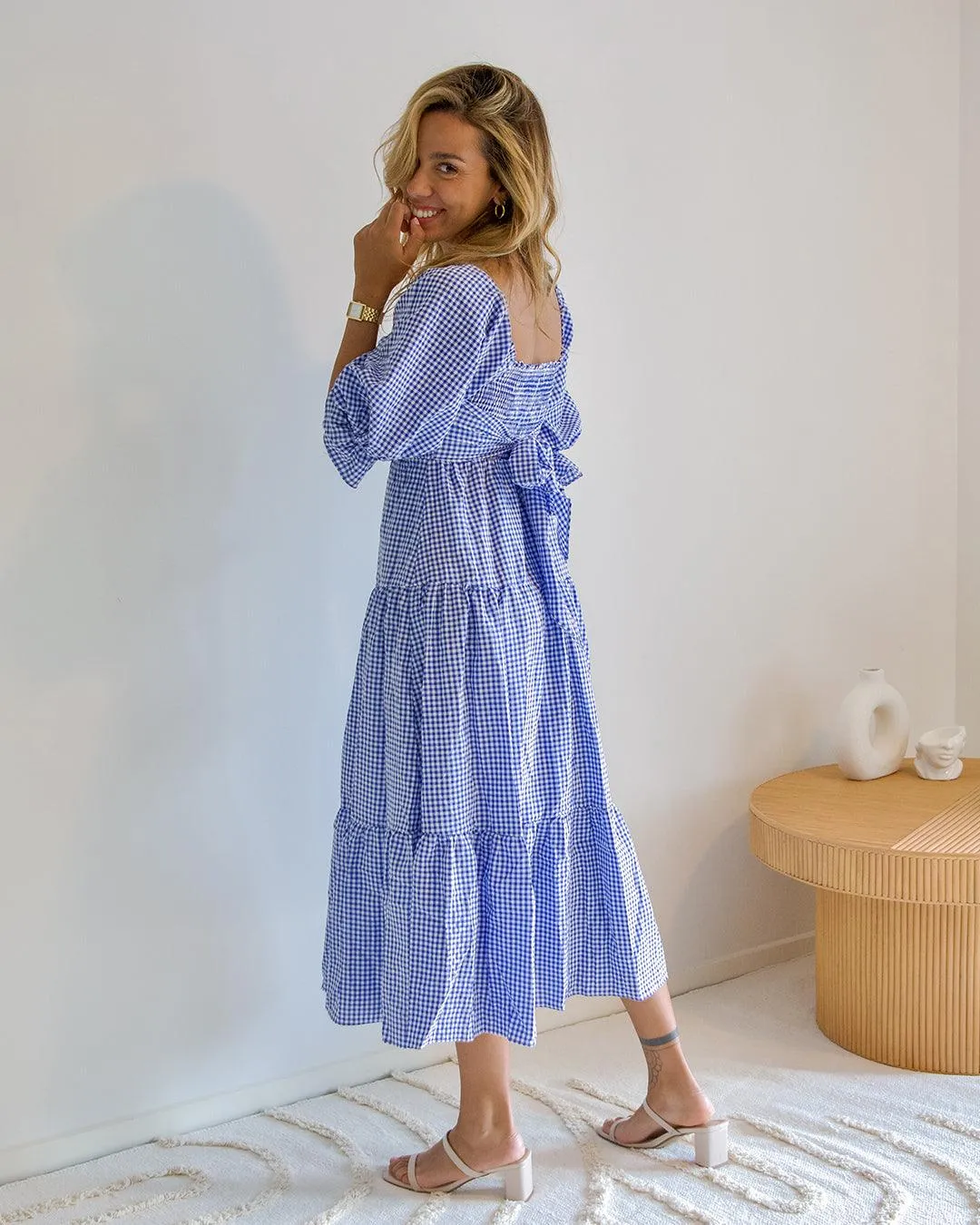 April Maxi Dress - Blue Gingham