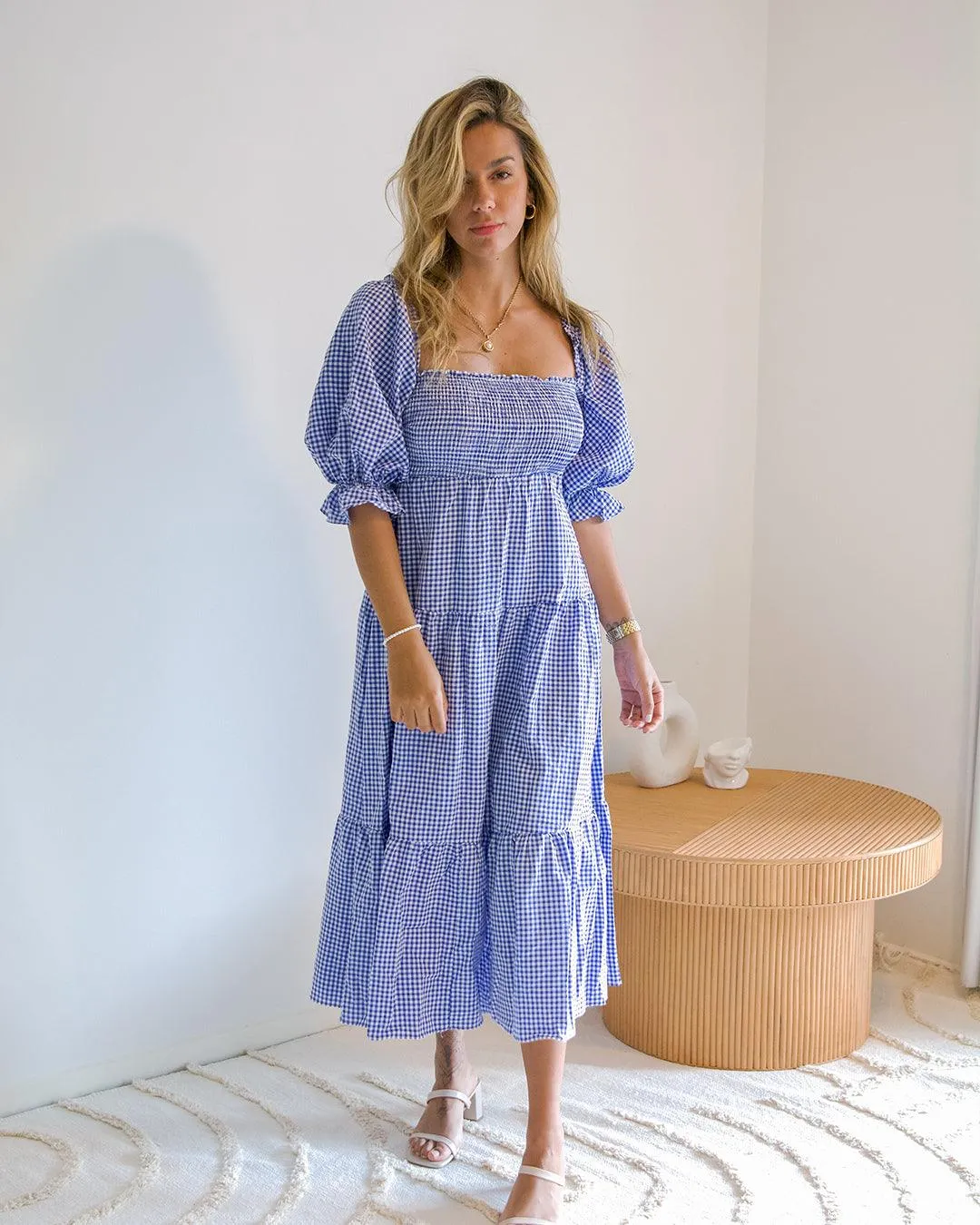 April Maxi Dress - Blue Gingham