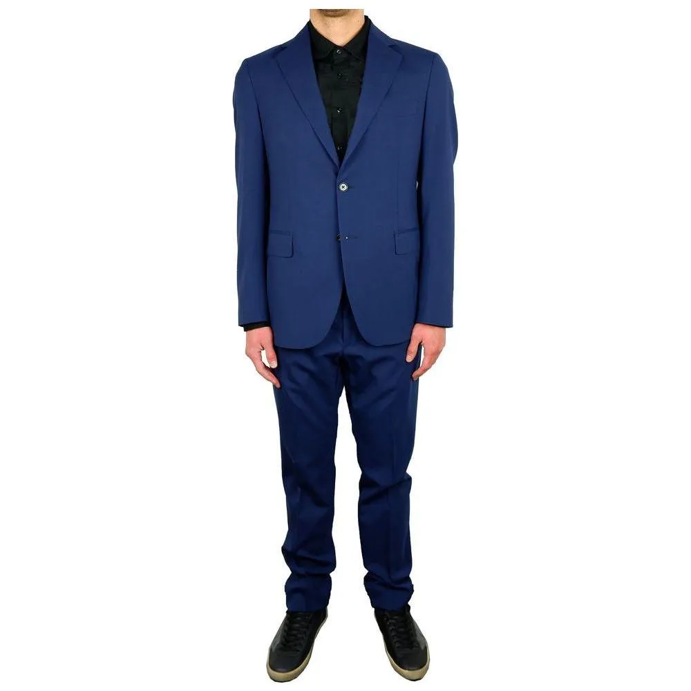 Aquascutum Elegant Blue Wool Blend Two-Piece Suit