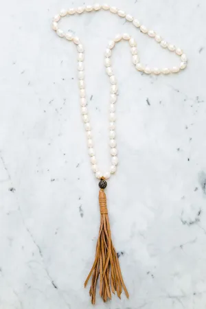 “Artemis” Baroque Pearl Leather Tassel Pearl Necklace