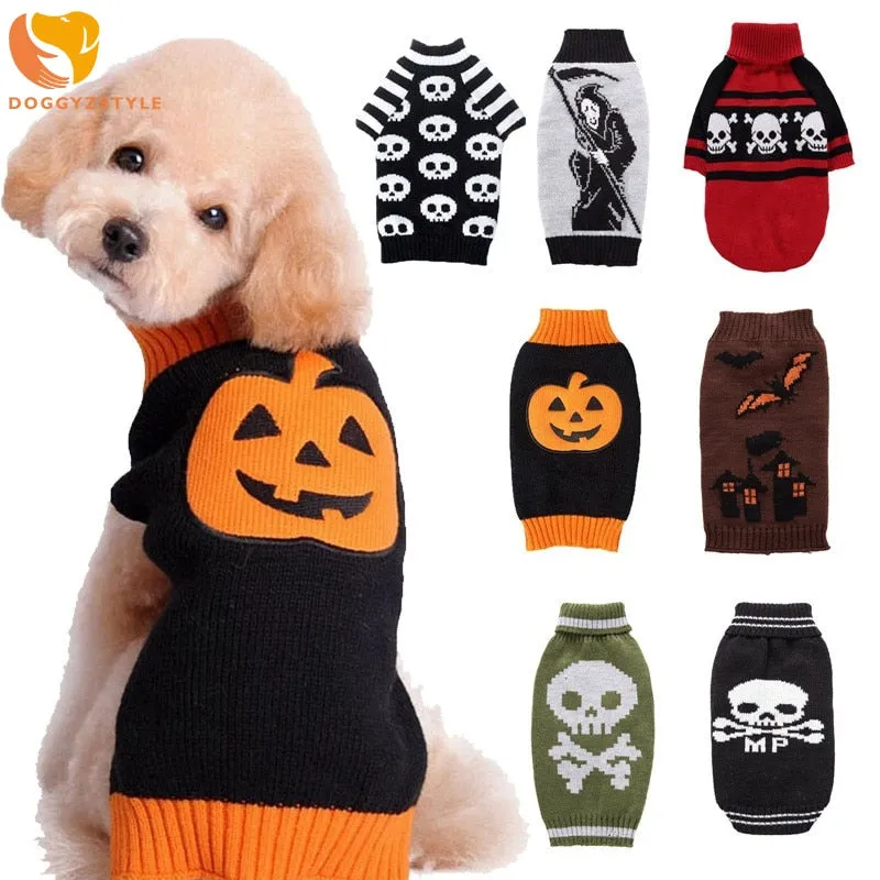 Ashore Shop Dog or Cat Halloween Skeleton Pumpkin Sweater