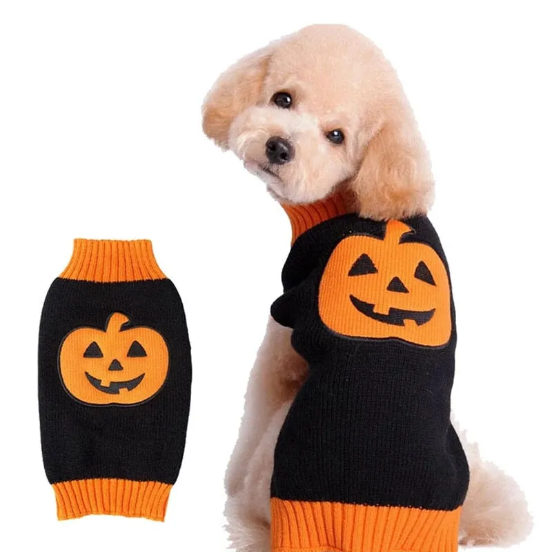 Ashore Shop Dog or Cat Halloween Skeleton Pumpkin Sweater