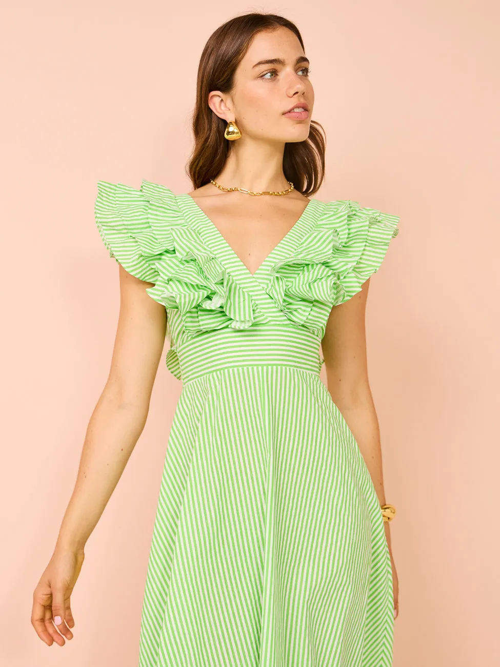 Aston Studio Letitia Dress in Lime Stripe