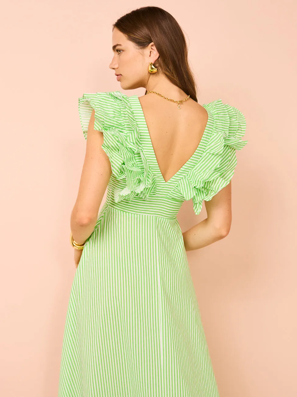 Aston Studio Letitia Dress in Lime Stripe