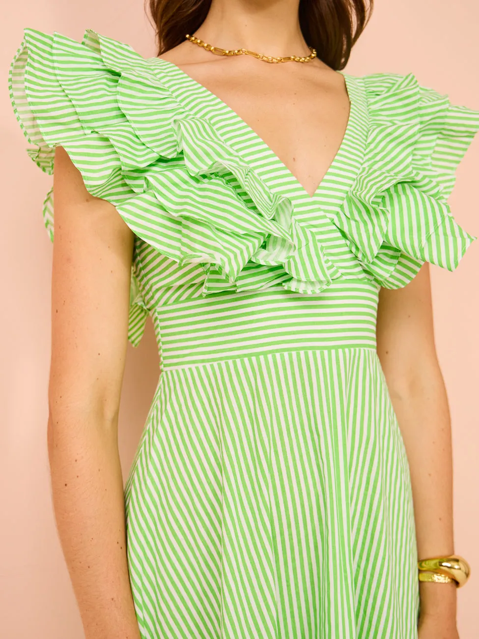 Aston Studio Letitia Dress in Lime Stripe