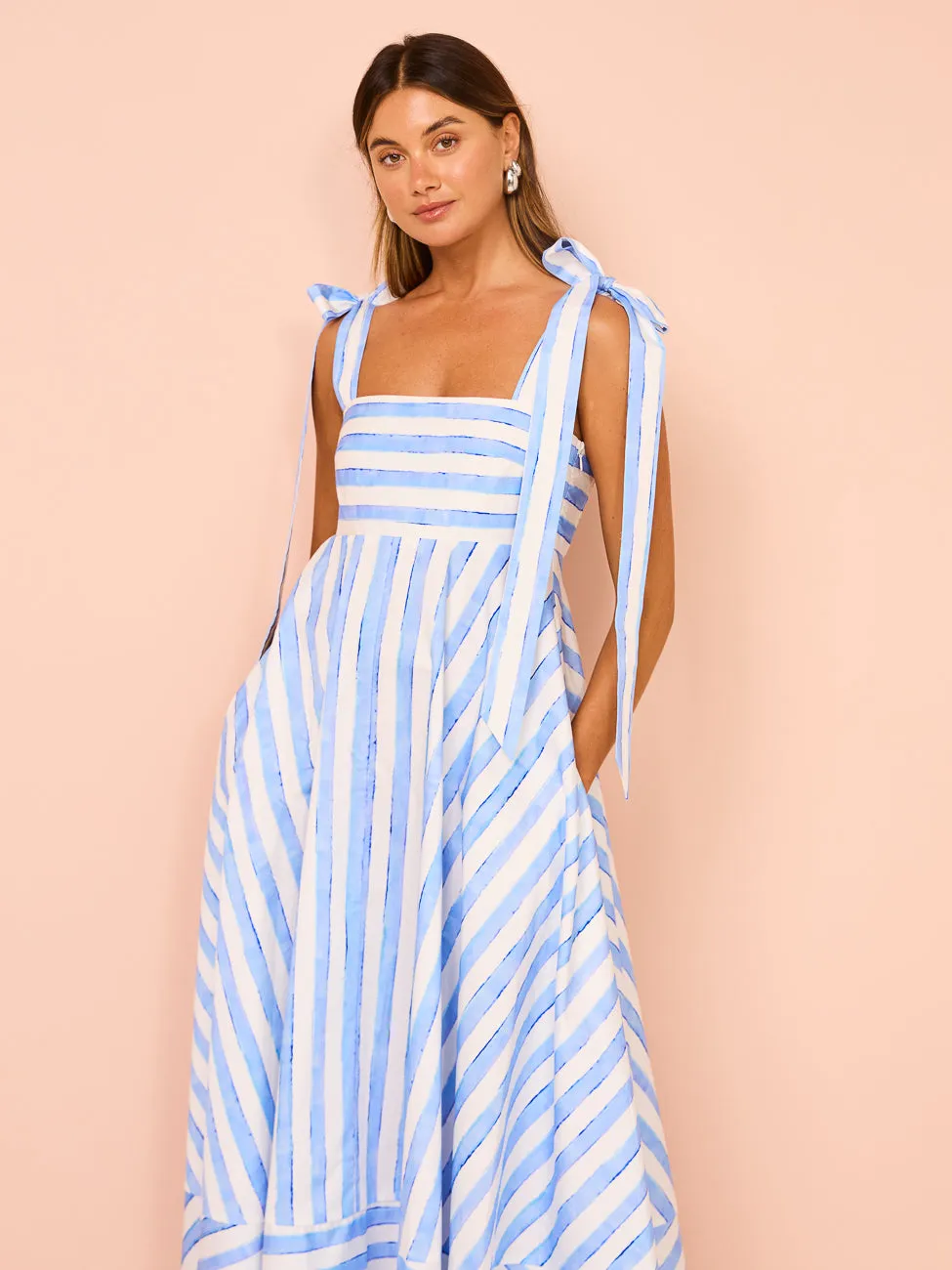 Aston Studio Pippa Dress in Lapis Stripe