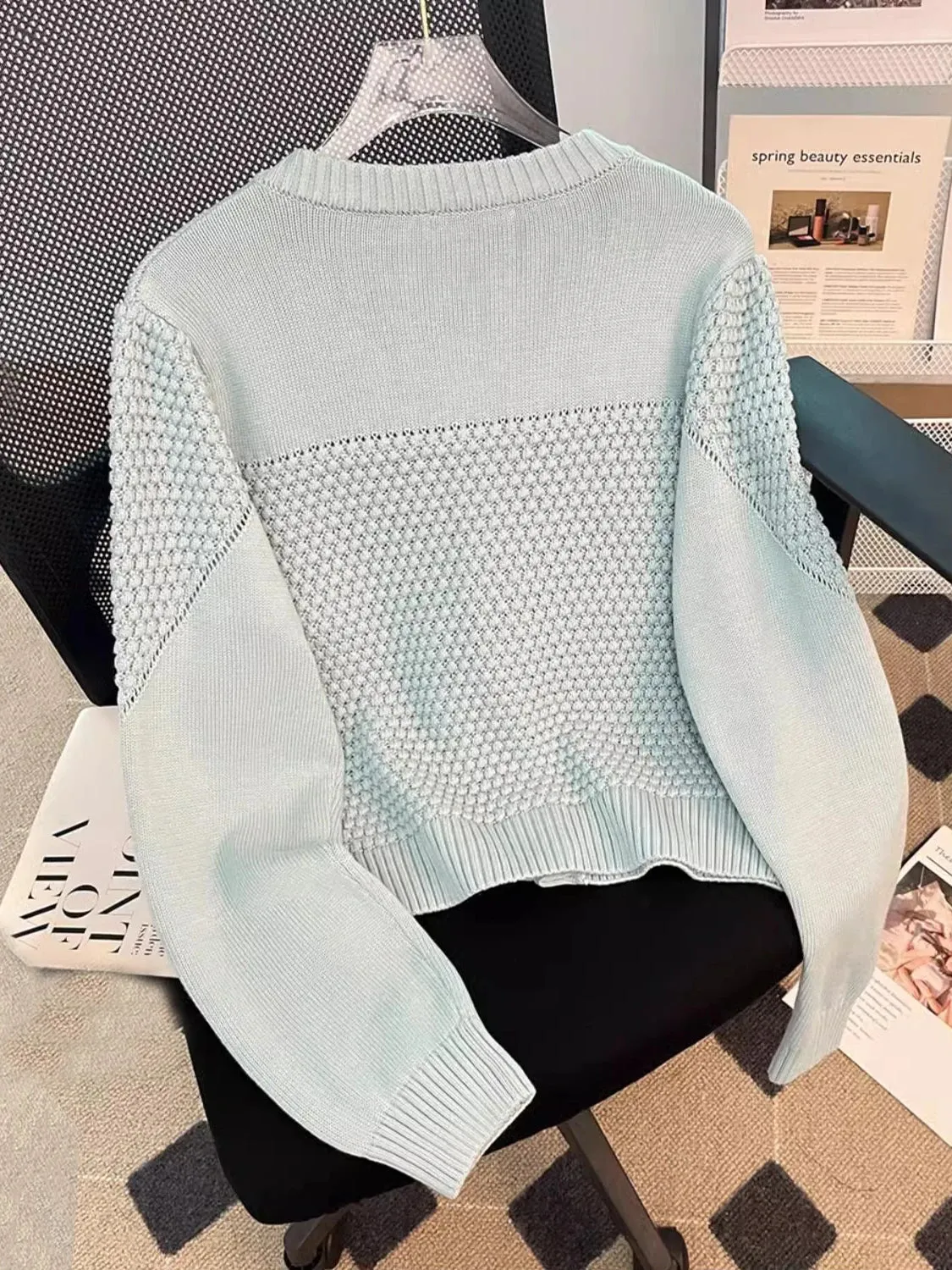 Autumn Women 3D Small Flower Knit Crop Cardigan Vintage Short Knitwear Long sleeve Single-breasted Buttons Sweater C-155