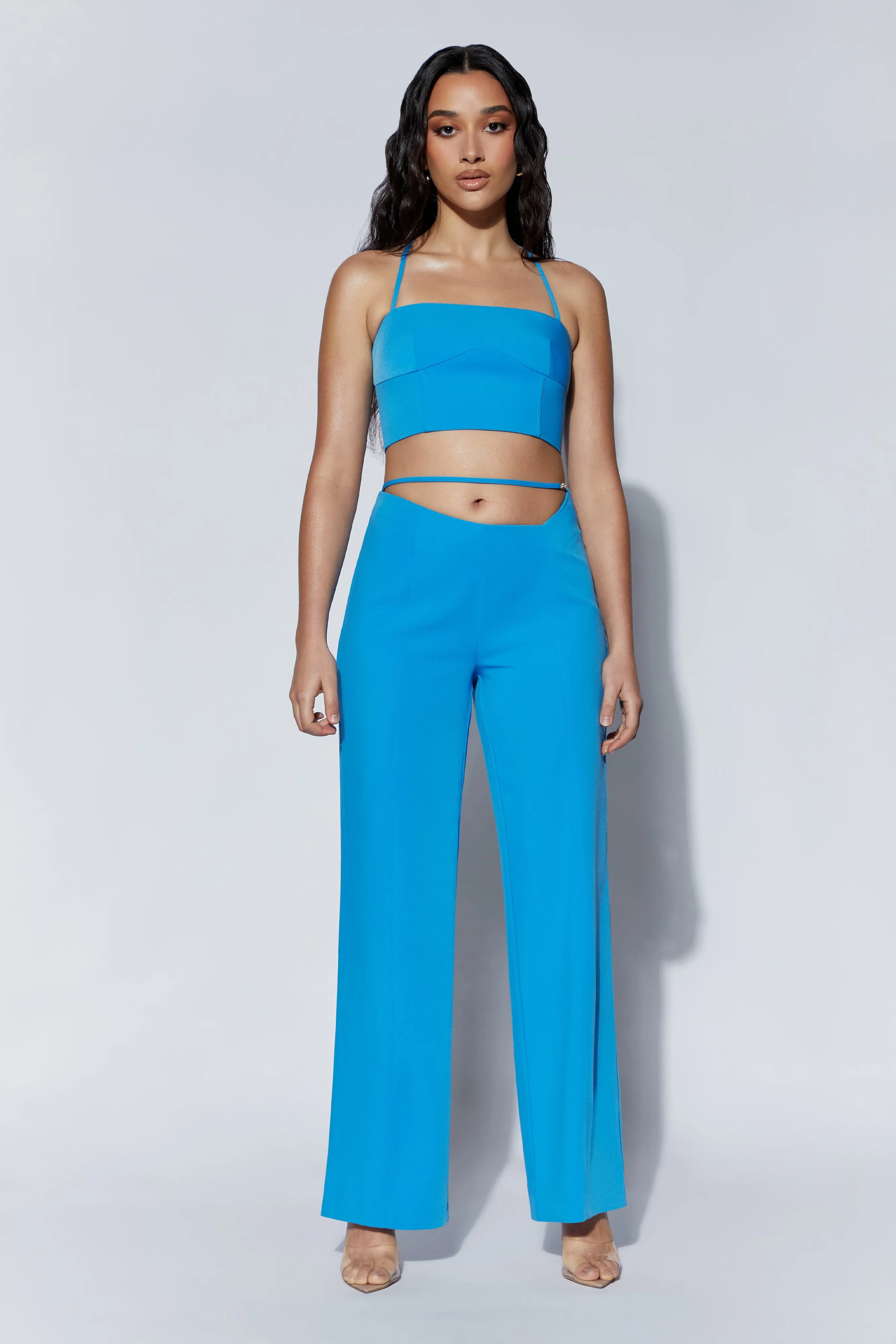 Bahar Seam Line Crop Top - Azure Blue