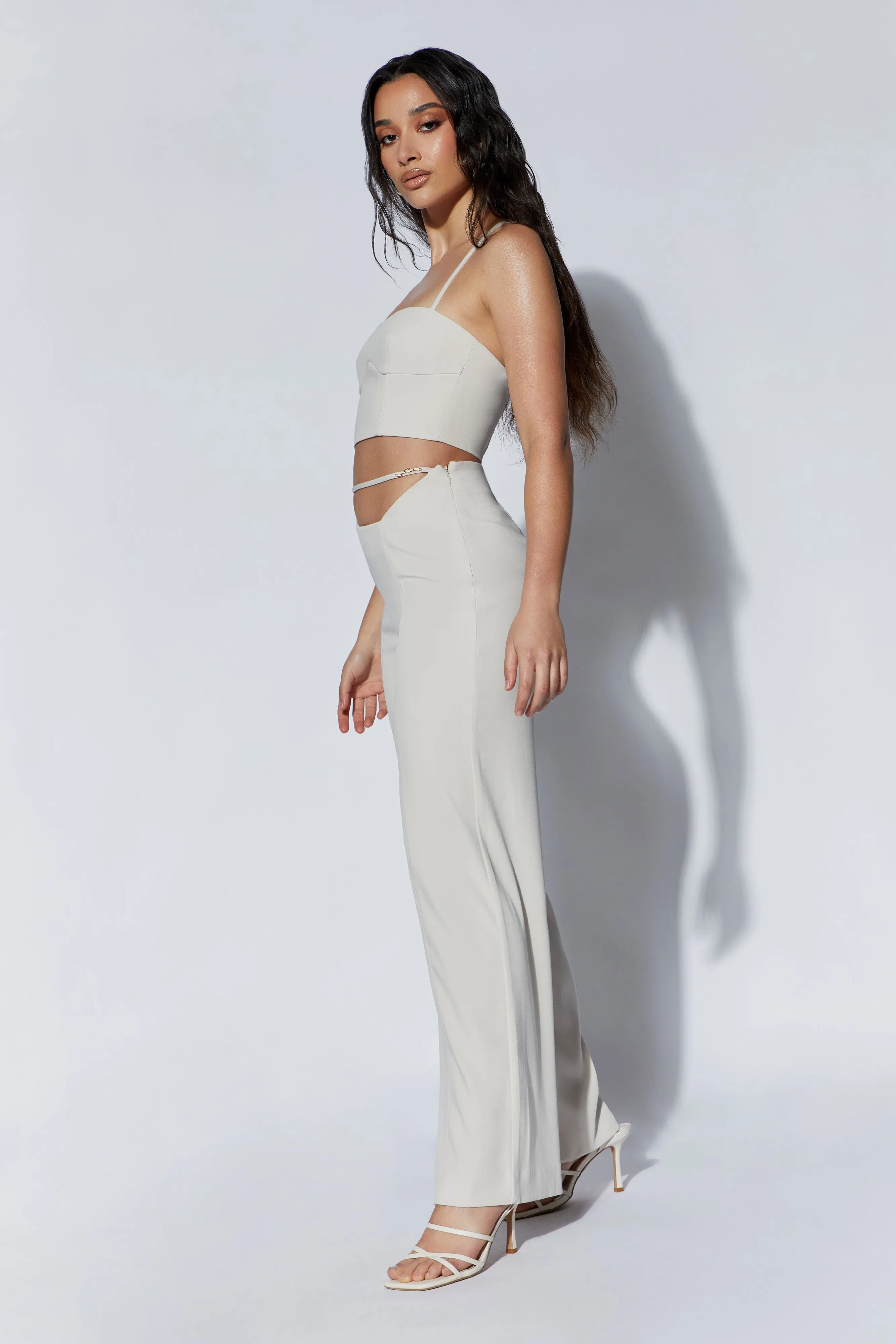 Bahar Seam Line Crop Top - Wheat