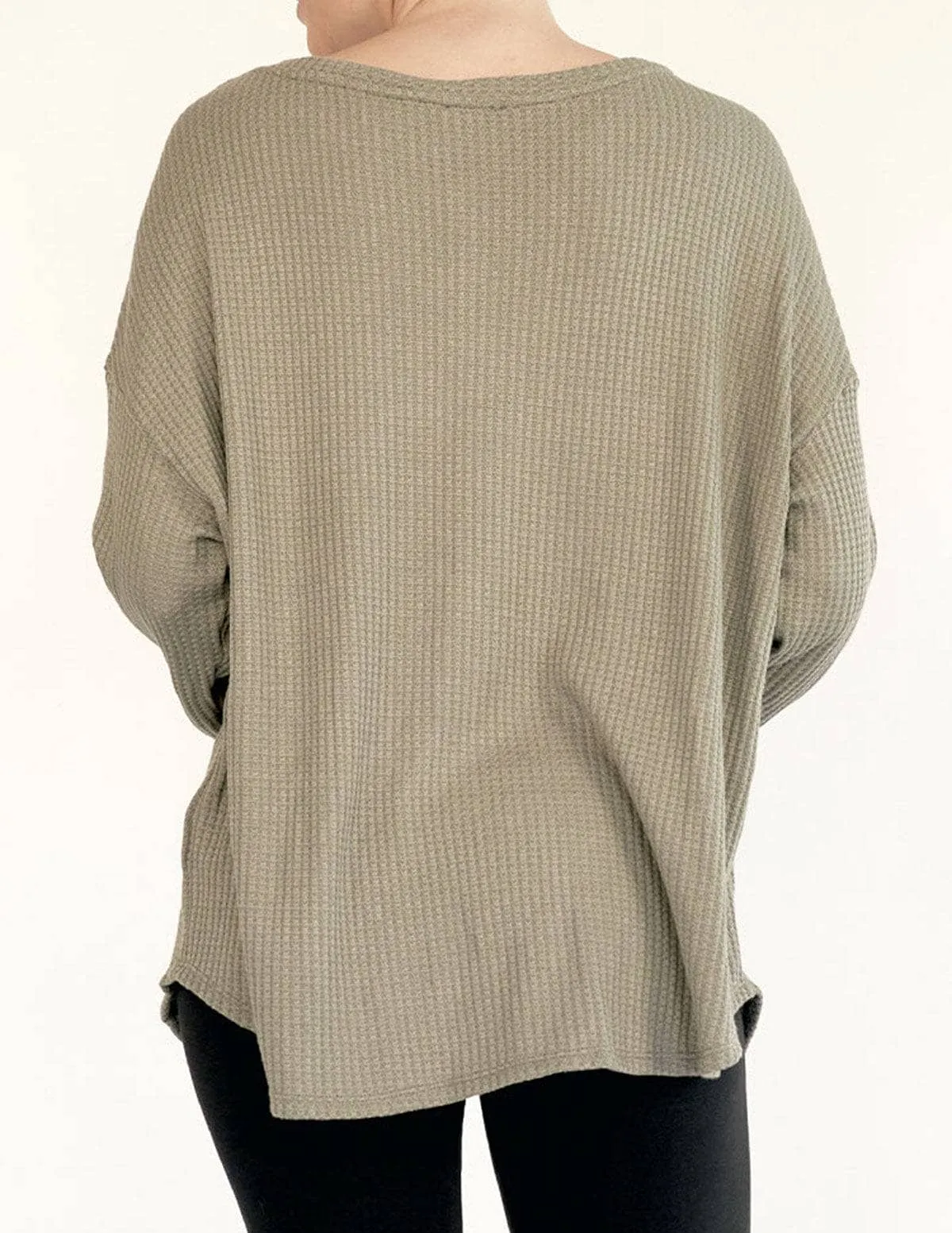 Bamboo Waffle Weave Pocket Top - Rosewater Medium Only