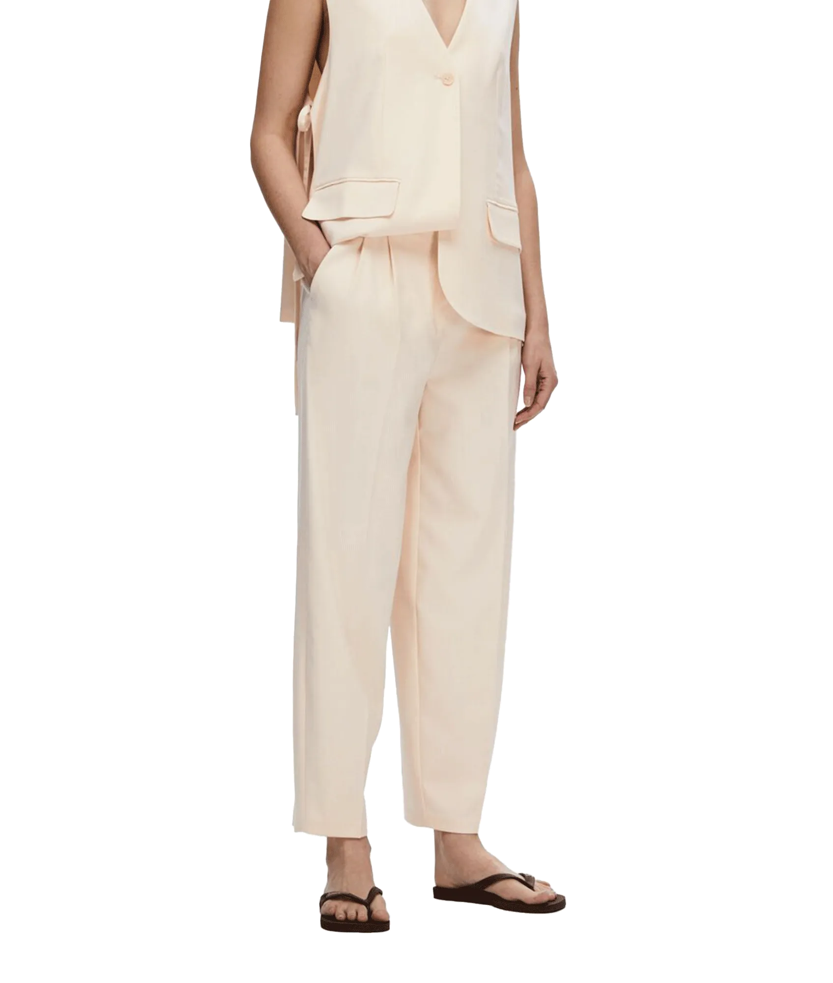 Barrel Fit Trousers - Cream