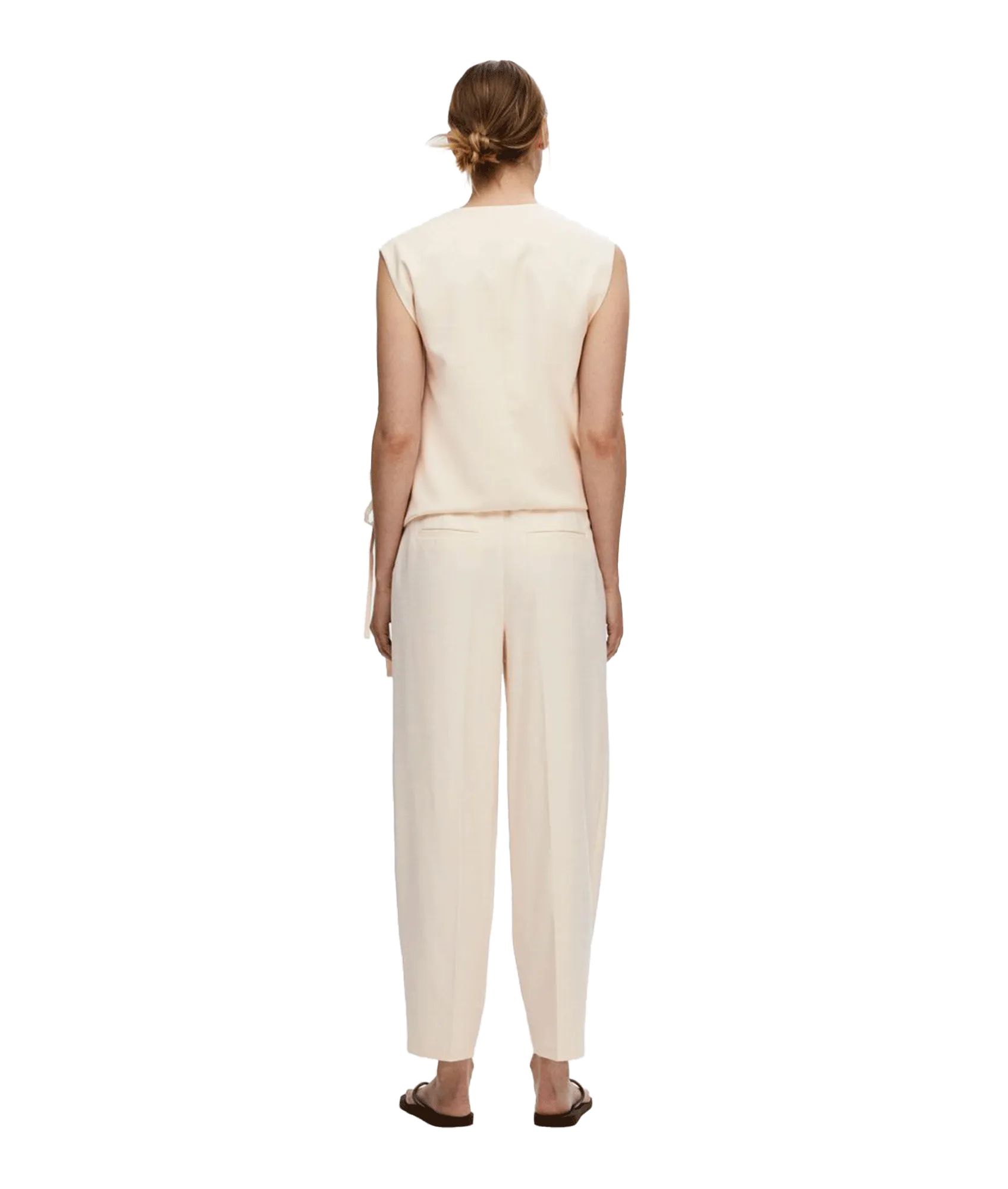 Barrel Fit Trousers - Cream