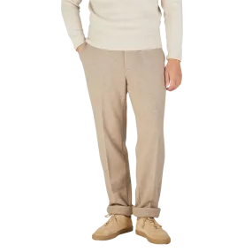 Beige Felted Cashmere Drawstring Trousers