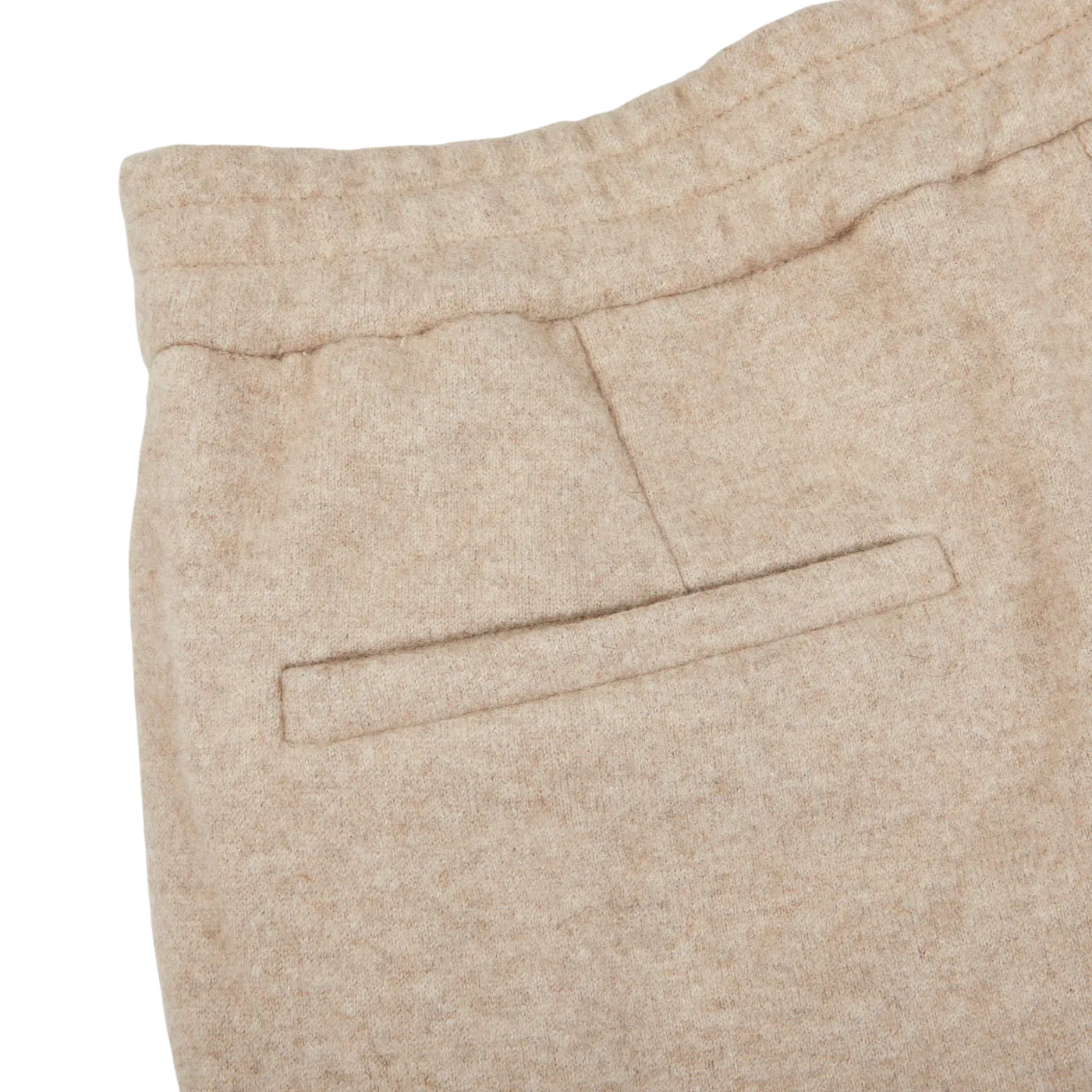 Beige Felted Cashmere Drawstring Trousers