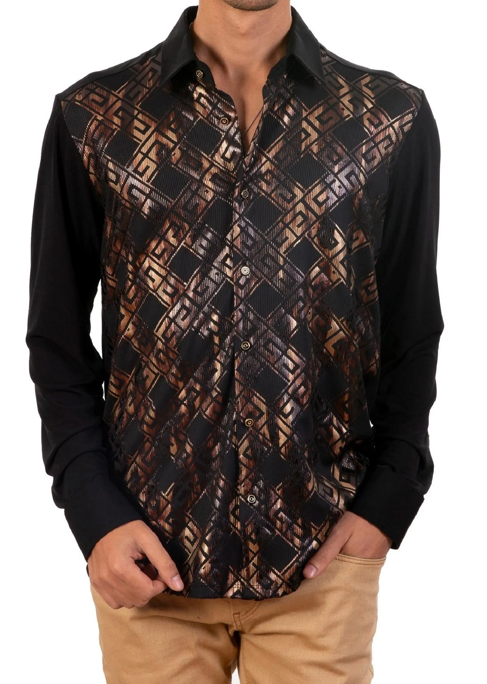 Black Gold Meander Tech Shirt