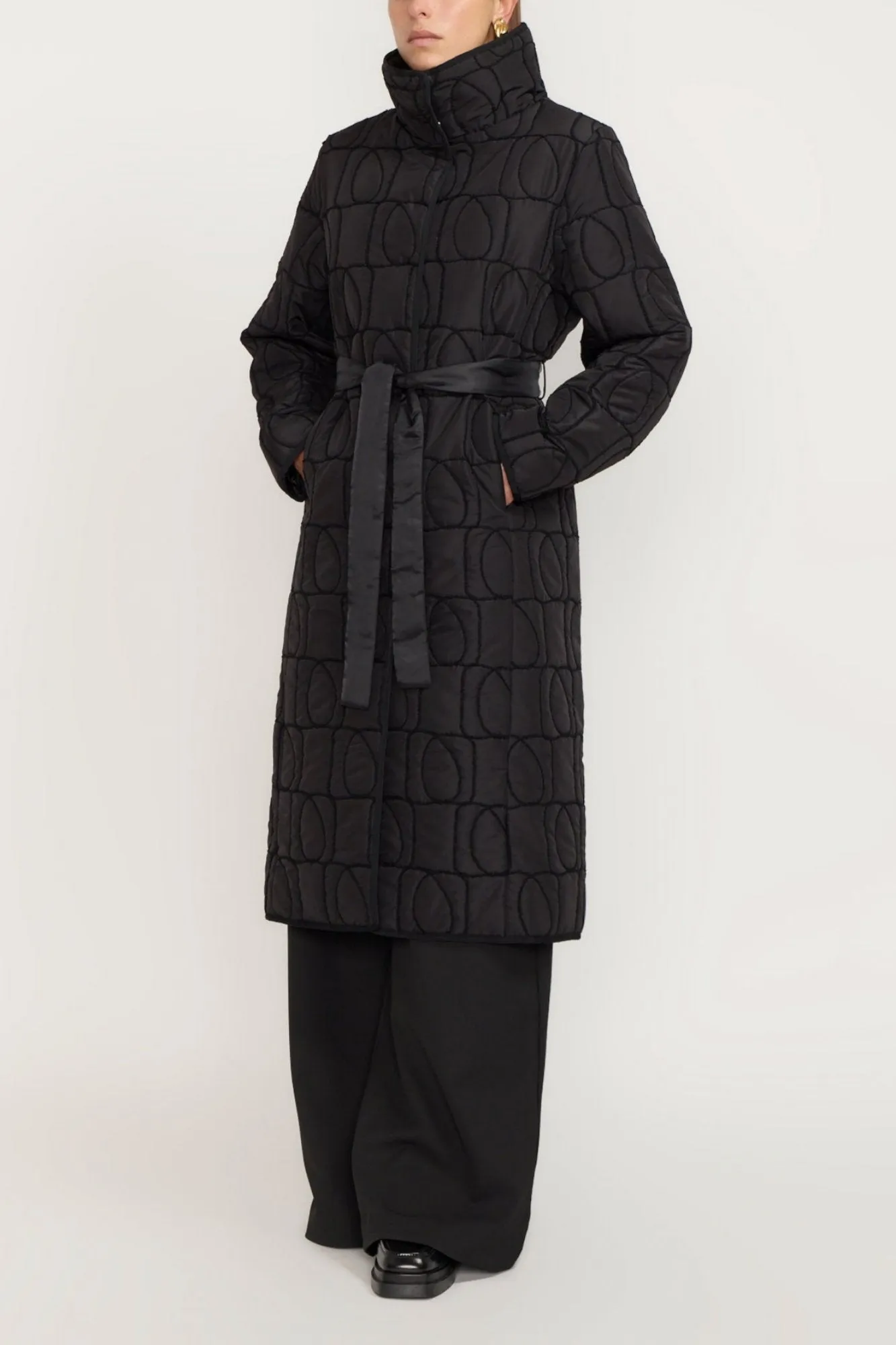 BLACK MONOGRAM Quilted Puffer Coat