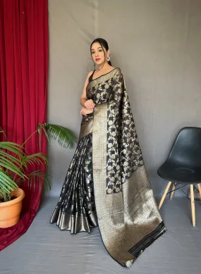 Black Saree in Cotton Linen