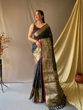 Black Saree in Soft Silk