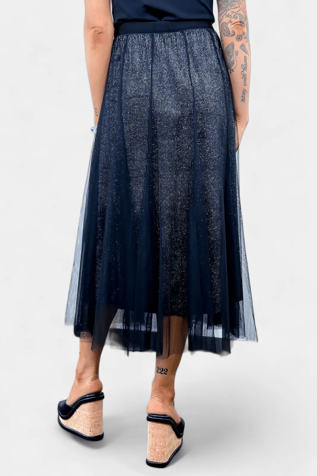 Black Tulle Sparkle Maxi Skirt