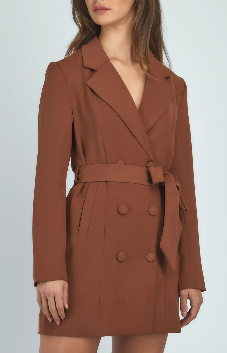 Blazer Dress With Button Details And Belt